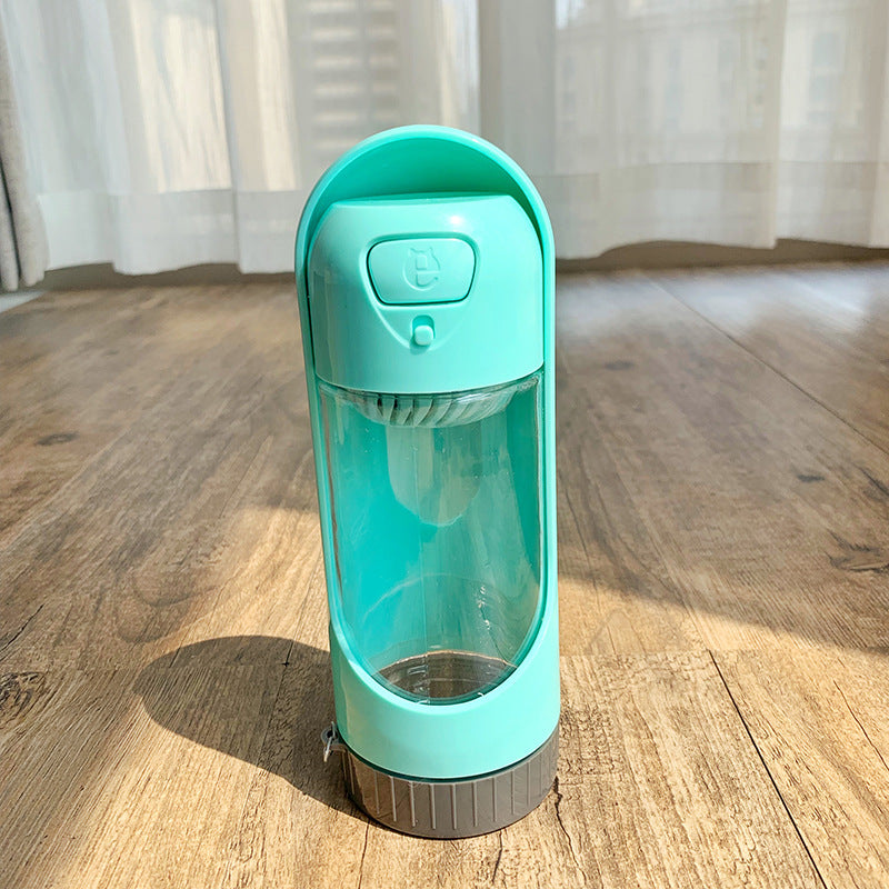 KFX-5997629 Portable Pet Water Bottle - 300ml Travel Cup in Pink, Blue, Green, Apricot