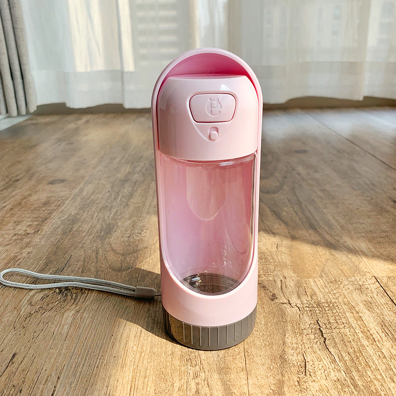 KFX-5997629 Portable Pet Water Bottle - 300ml Travel Cup in Pink, Blue, Green, Apricot