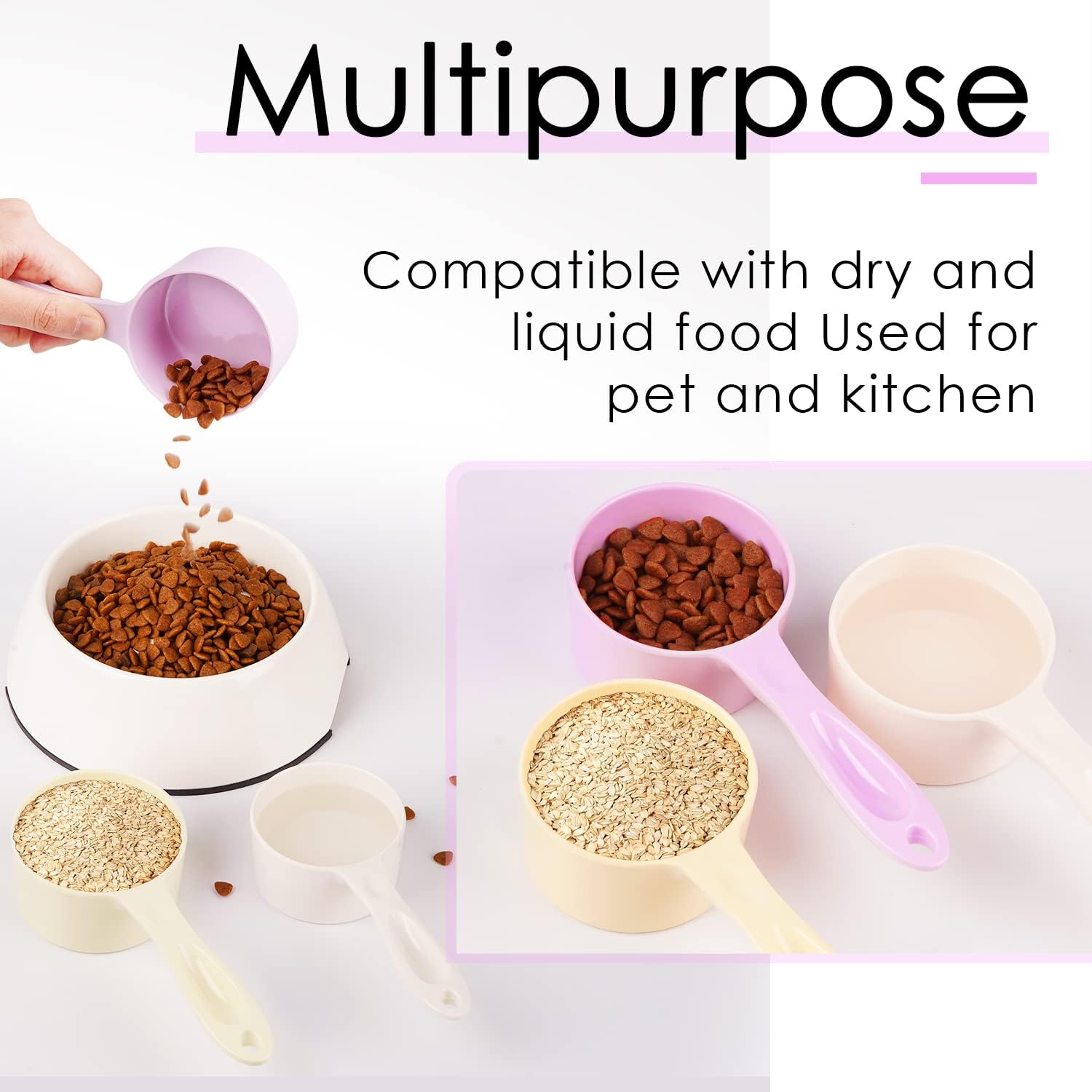 KFX-5999037 Ergonomic 1/2 Cup Food Scoop for Dogs, Cats, Birds, and Rabbits - Durable Melamine, Dishwasher Safe
