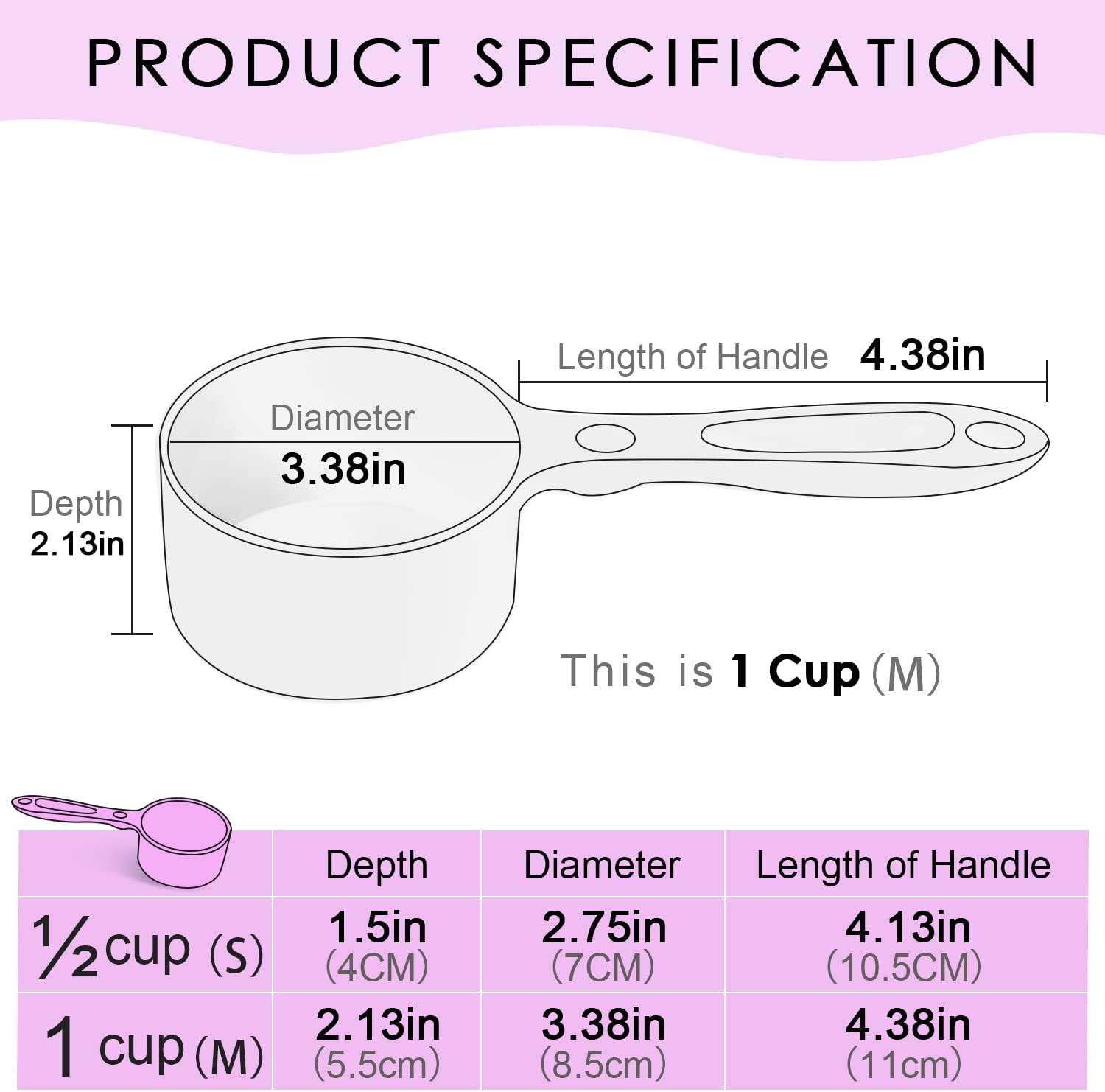 KFX-5999037 Ergonomic 1/2 Cup Food Scoop for Dogs, Cats, Birds, and Rabbits - Durable Melamine, Dishwasher Safe