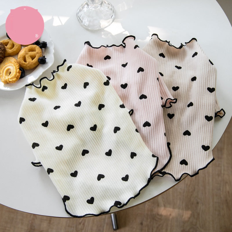 KFX-5999933 Embroidered Bear Waffle Vest for Pets in Beige, Light Coffee, and Pink