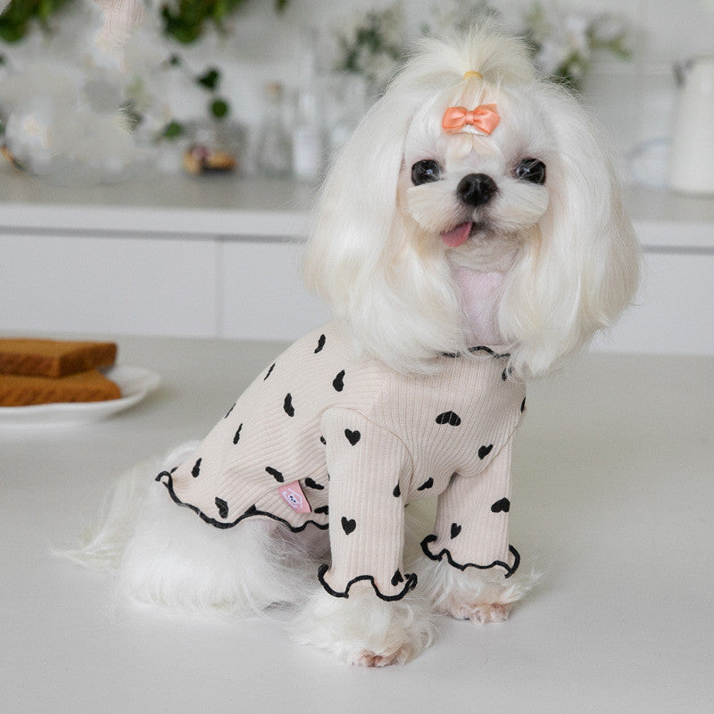 KFX-5999933 Embroidered Bear Waffle Vest for Pets in Beige, Light Coffee, and Pink