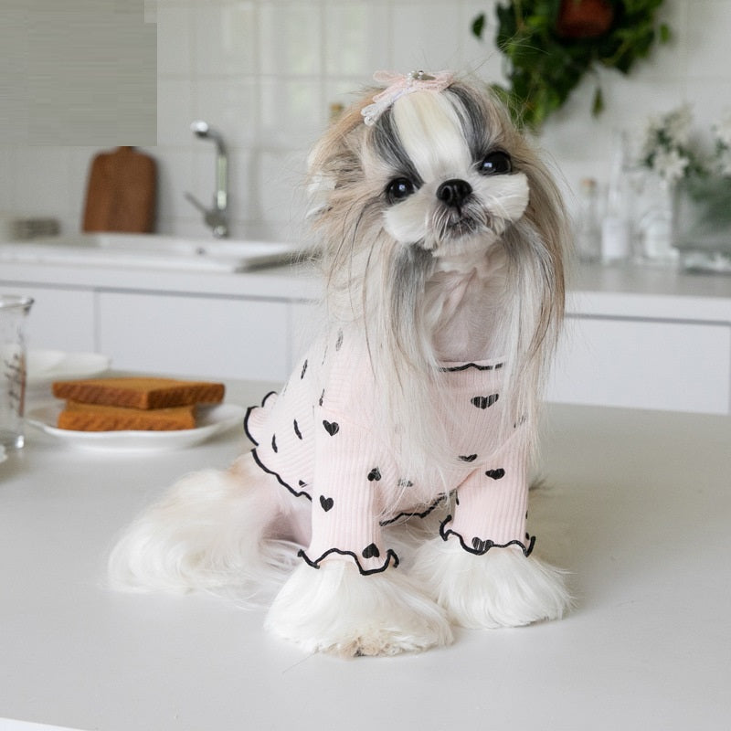 KFX-5999933 Embroidered Bear Waffle Vest for Pets in Beige, Light Coffee, and Pink
