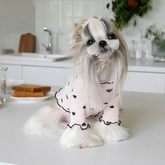 KFX-5999933 Embroidered Bear Waffle Vest for Pets in Beige, Light Coffee, and Pink
