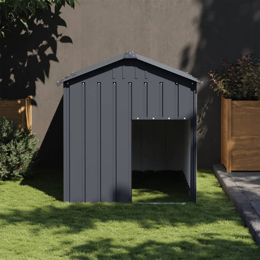 KFX-6001597 Galvanized Steel Doghouse with Roof, Anthracite Color - 117x153x123 cm