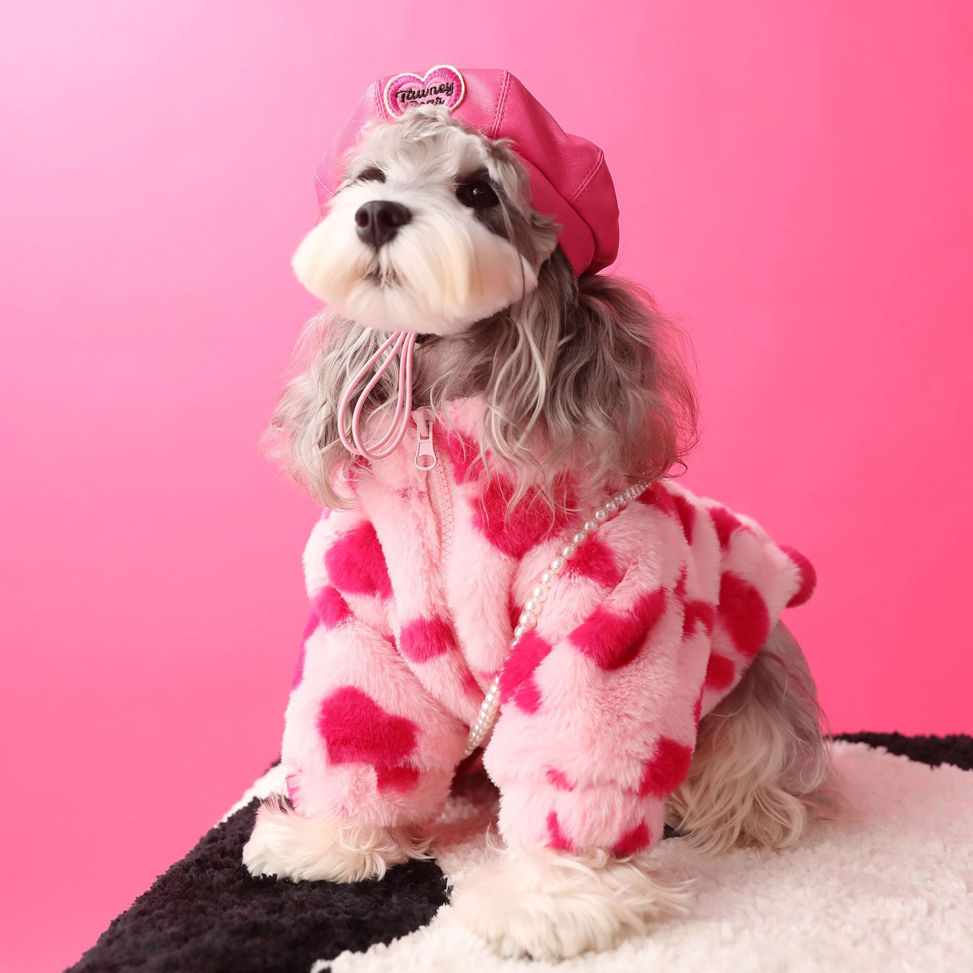 KFX-6001725 Cozy Red Warm Plush Dog Coat with Backpack Attachment