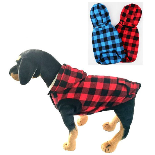 KFX-6002109 Hooded Plaid Pet Clothes with Removable Hat for Cozy Comfort
