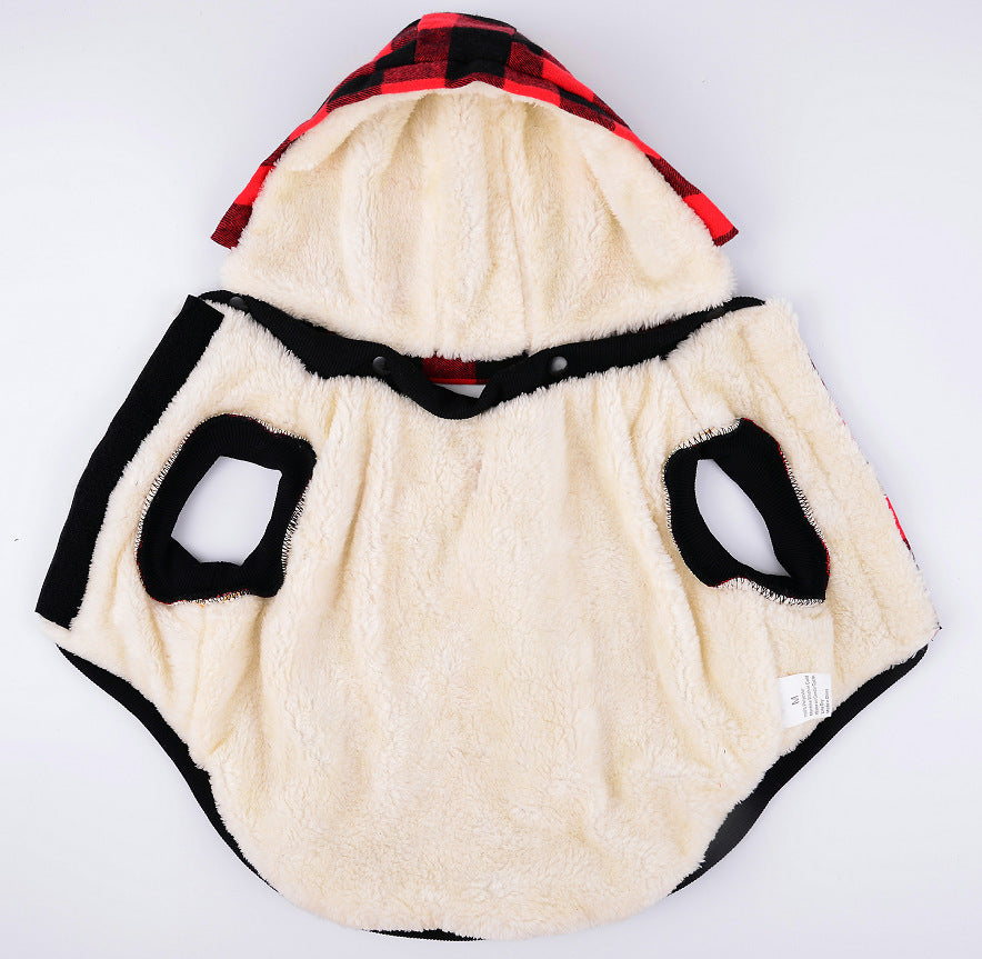KFX-6002109 Hooded Plaid Pet Clothes with Removable Hat for Cozy Comfort