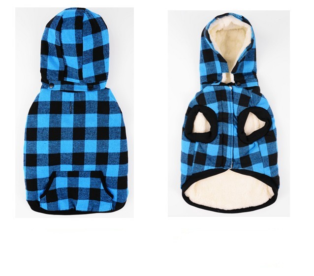 KFX-6002109 Hooded Plaid Pet Clothes with Removable Hat for Cozy Comfort