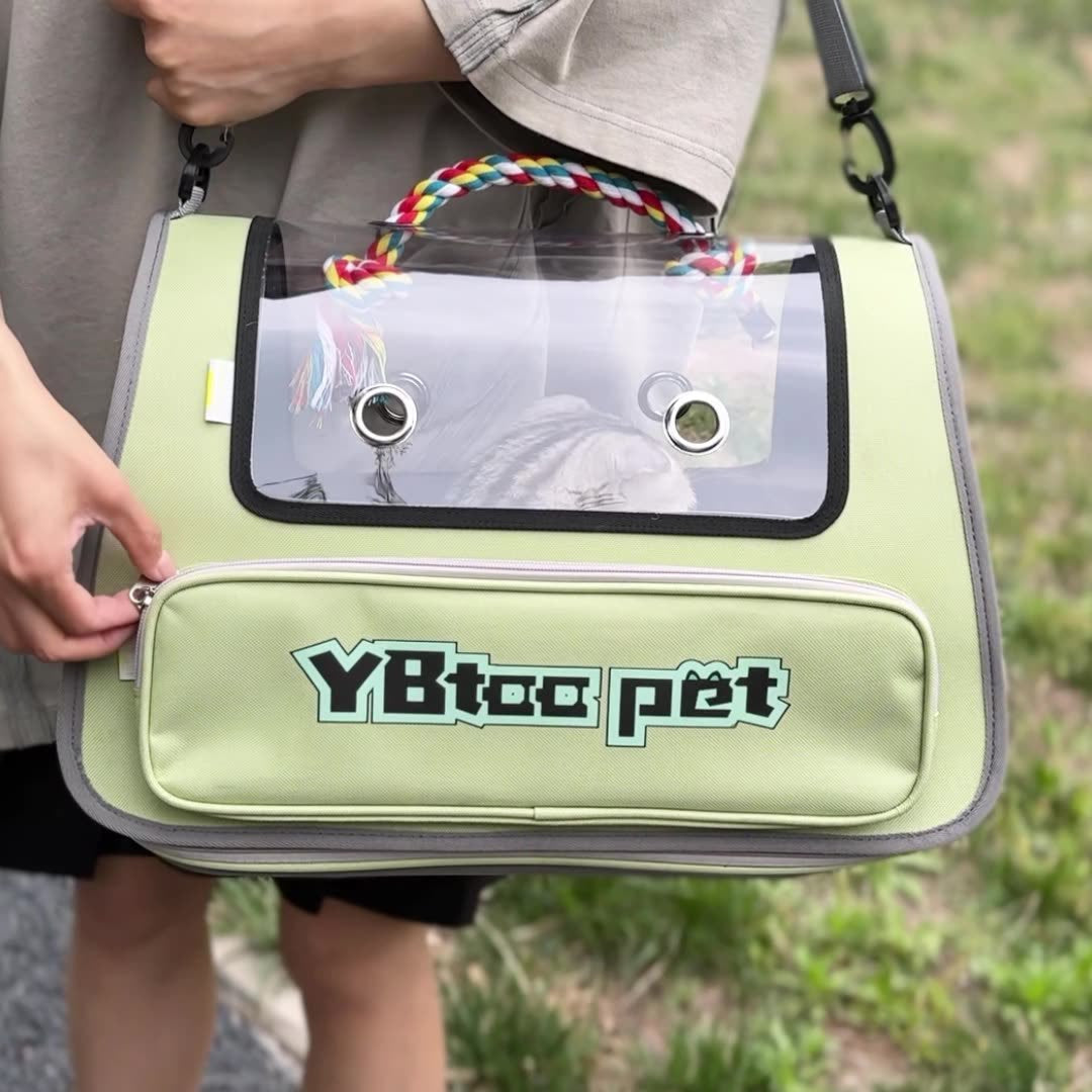 KFX-6003773 Portable Transparent Pet Carrier Bag - Large Capacity, Foldable Oxford Cloth in Various Colors