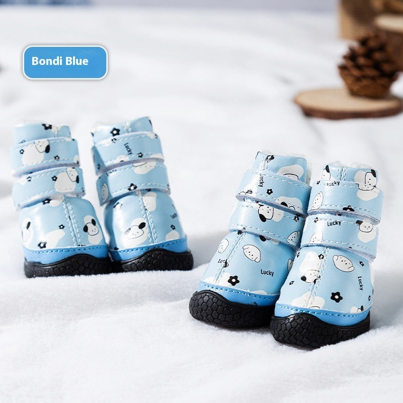 KFX-6004157 Fleece-Lined Non-Slip Wear-Resistant Cotton Shoes for Pets - Waterproof and Warm