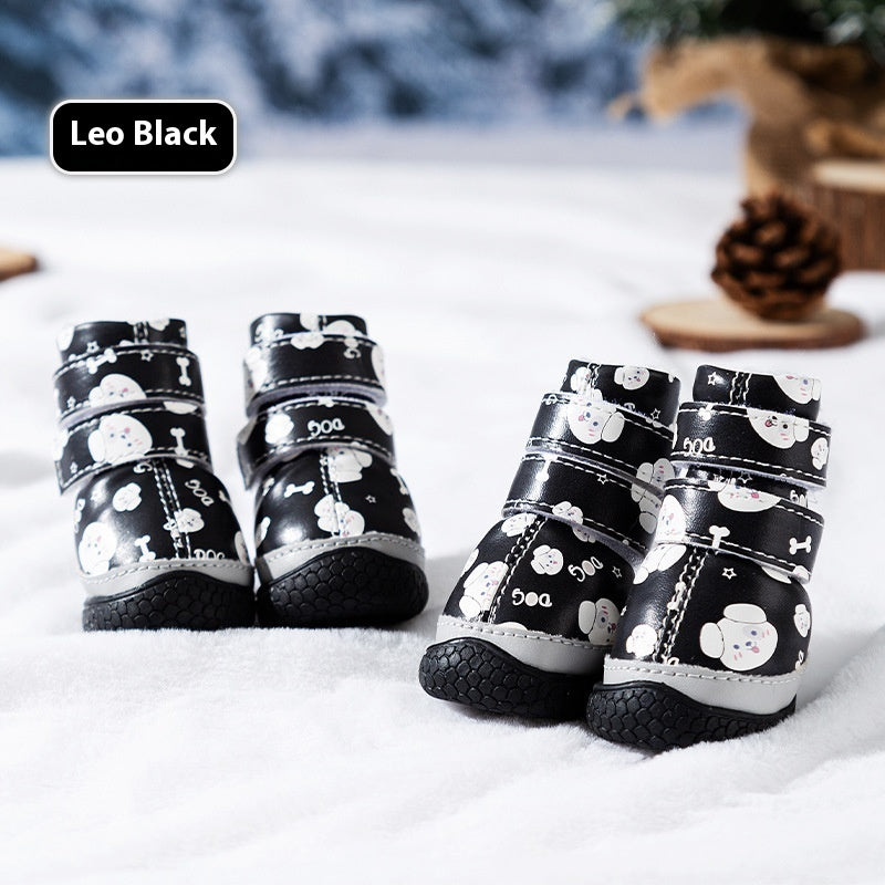 KFX-6004157 Fleece-Lined Non-Slip Wear-Resistant Cotton Shoes for Pets - Waterproof and Warm