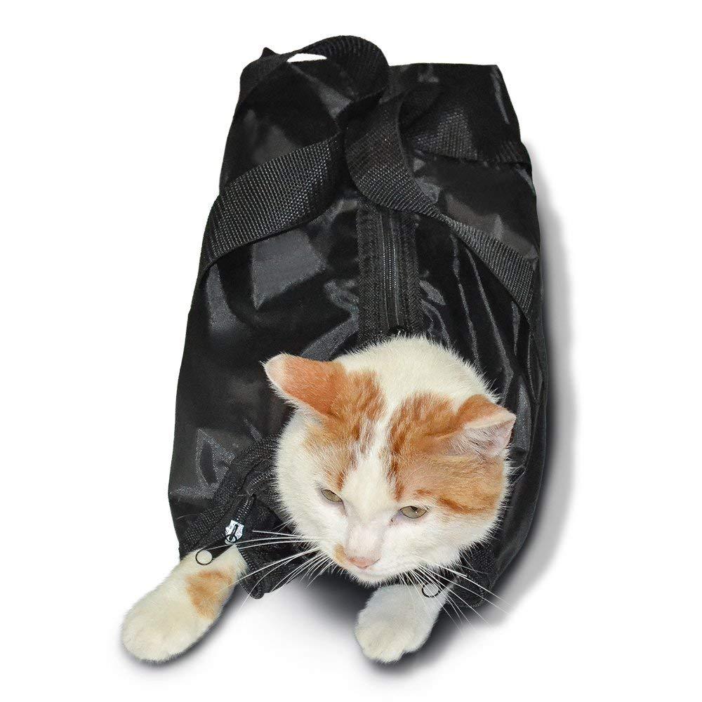 KFX-6004797 Cat Bath and Cleaning Bag - Anti-Scratch Feeding and Grooming Bag, 420D PU Oxford Fabric, Compact Design