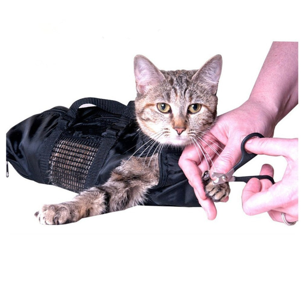 KFX-6004797 Cat Bath and Cleaning Bag - Anti-Scratch Feeding and Grooming Bag, 420D PU Oxford Fabric, Compact Design