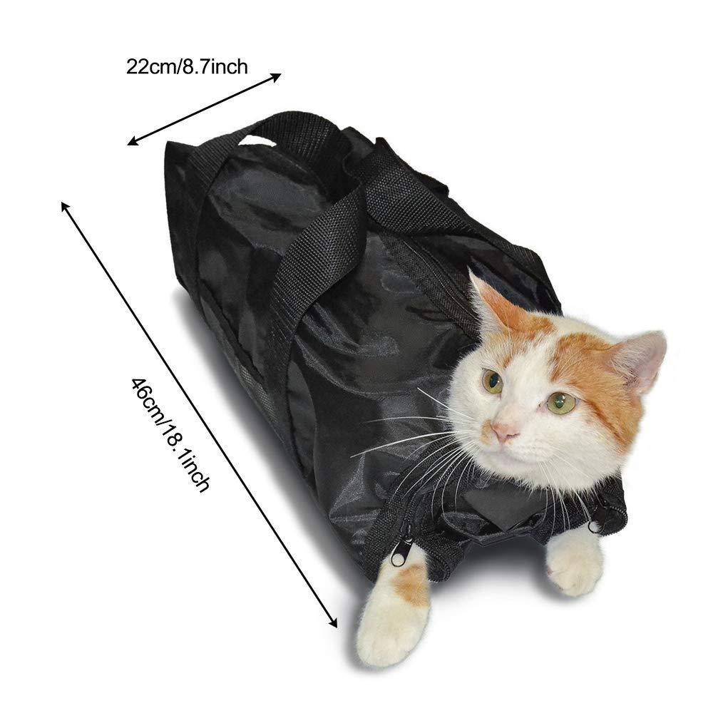 KFX-6004797 Cat Bath and Cleaning Bag - Anti-Scratch Feeding and Grooming Bag, 420D PU Oxford Fabric, Compact Design