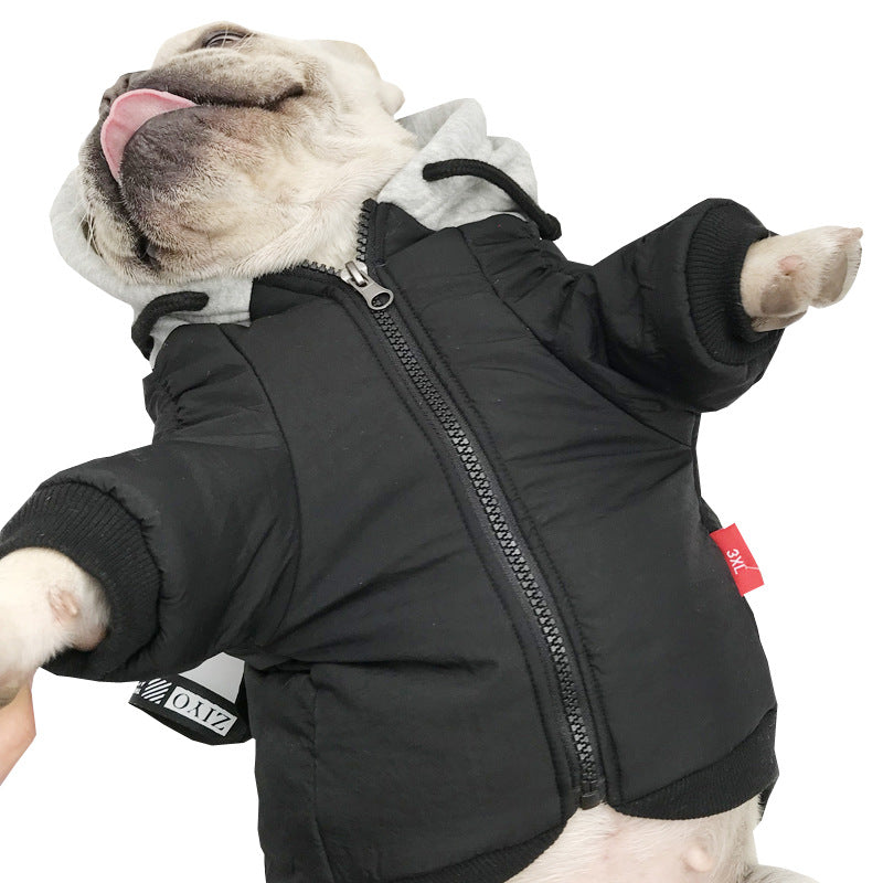 KFX-6005693 Cute Rainproof Silk Two-Legged Pet Clothing for Small Dogs and Cats - Available in Black and Red, Sizes M-4XL