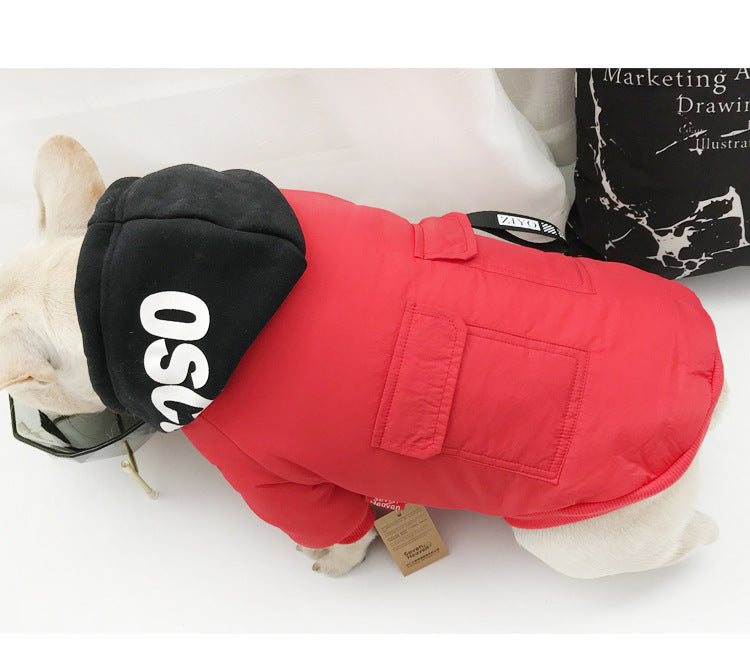 KFX-6005693 Cute Rainproof Silk Two-Legged Pet Clothing for Small Dogs and Cats - Available in Black and Red, Sizes M-4XL