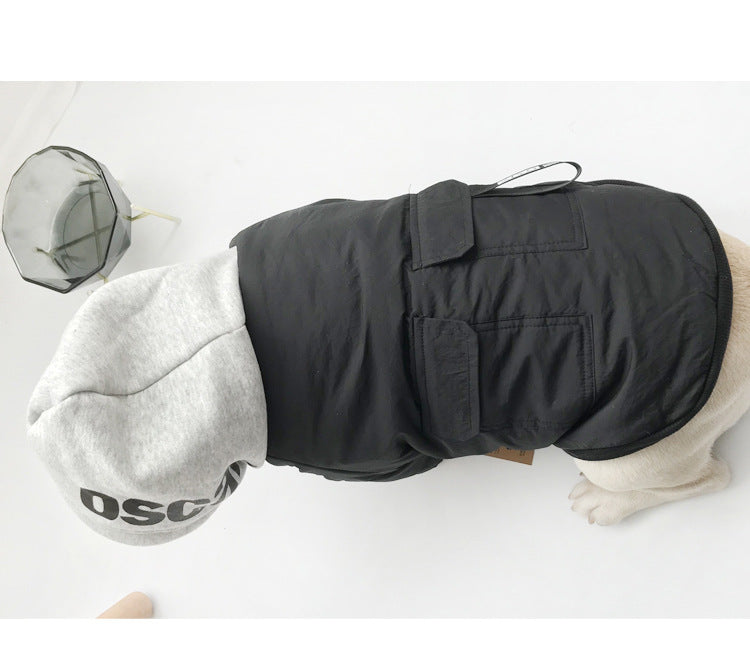 KFX-6005693 Cute Rainproof Silk Two-Legged Pet Clothing for Small Dogs and Cats - Available in Black and Red, Sizes M-4XL