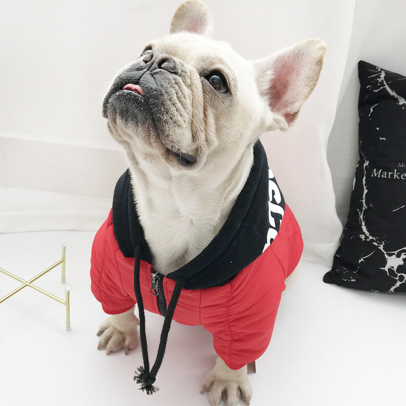 KFX-6005693 Cute Rainproof Silk Two-Legged Pet Clothing for Small Dogs and Cats - Available in Black and Red, Sizes M-4XL