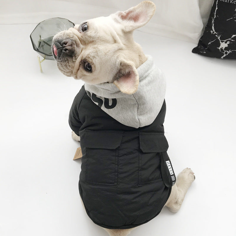 KFX-6005693 Cute Rainproof Silk Two-Legged Pet Clothing for Small Dogs and Cats - Available in Black and Red, Sizes M-4XL