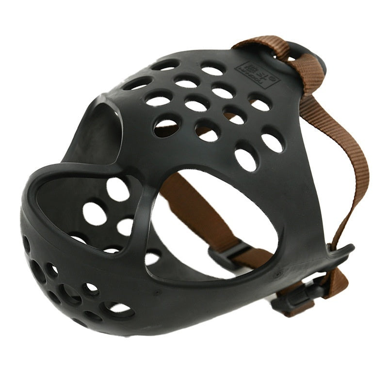 KFX-6006973 Soft Rubber Dog Mouth Cover - Anti-Bite Pet Mask, Size S-XL, Black