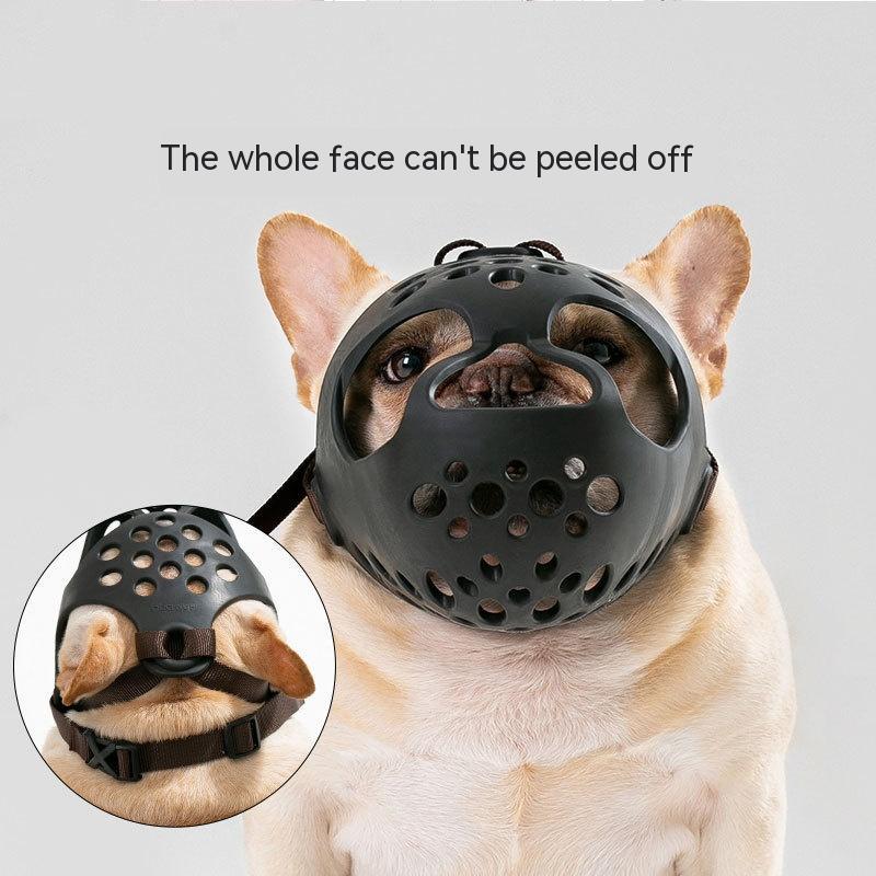 KFX-6006973 Soft Rubber Dog Mouth Cover - Anti-Bite Pet Mask, Size S-XL, Black