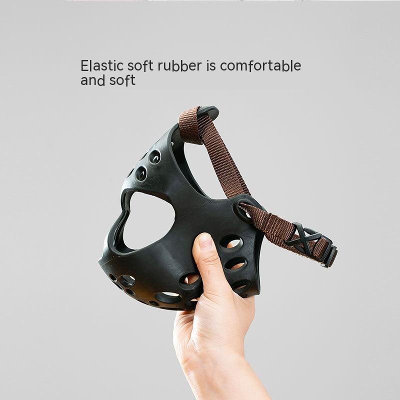 KFX-6006973 Soft Rubber Dog Mouth Cover - Anti-Bite Pet Mask, Size S-XL, Black
