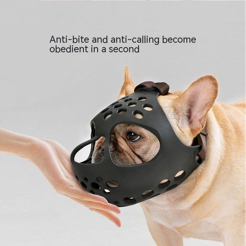 KFX-6006973 Soft Rubber Dog Mouth Cover - Anti-Bite Pet Mask, Size S-XL, Black