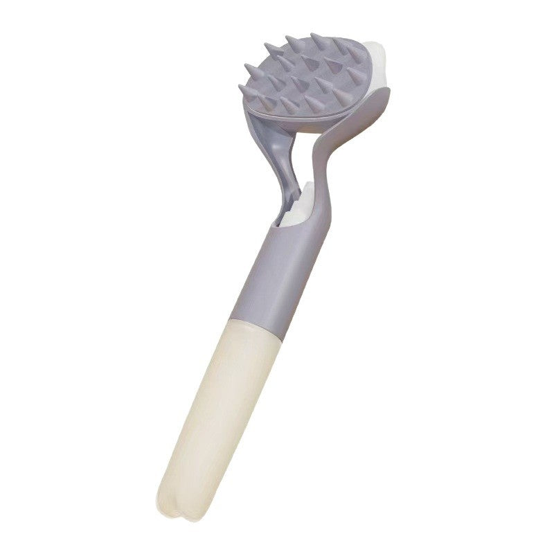 KFX-6007485 3 in 1 Pet Grooming Tool with Push Button, Includes 2 Brush Heads, Available in Yellow, Blue, and Gray