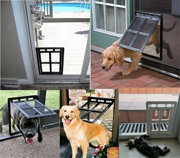 KFX-6008765 Pet Screen Door for Small Dogs - Durable Plastic Design, Black or White, Easy Install, Large Size