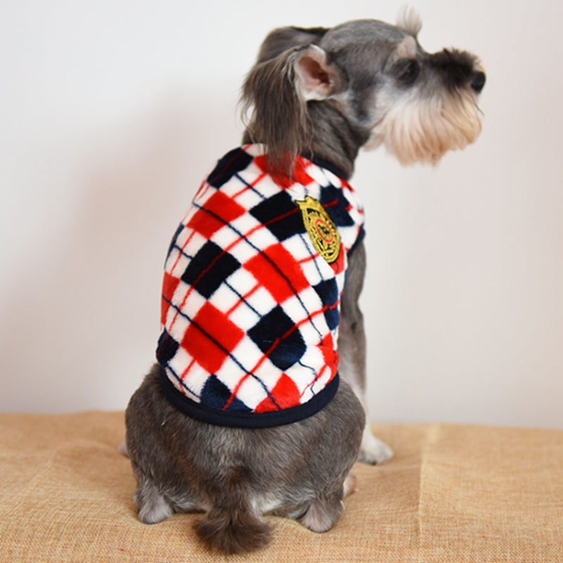 KFX-6011069 Diamond Check Flannel Print Dog Vest in Fleece, Multiple Sizes Available