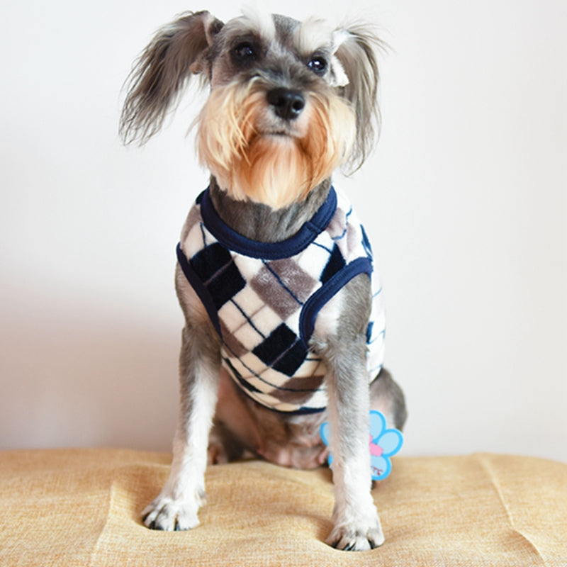 KFX-6011069 Diamond Check Flannel Print Dog Vest in Fleece, Multiple Sizes Available