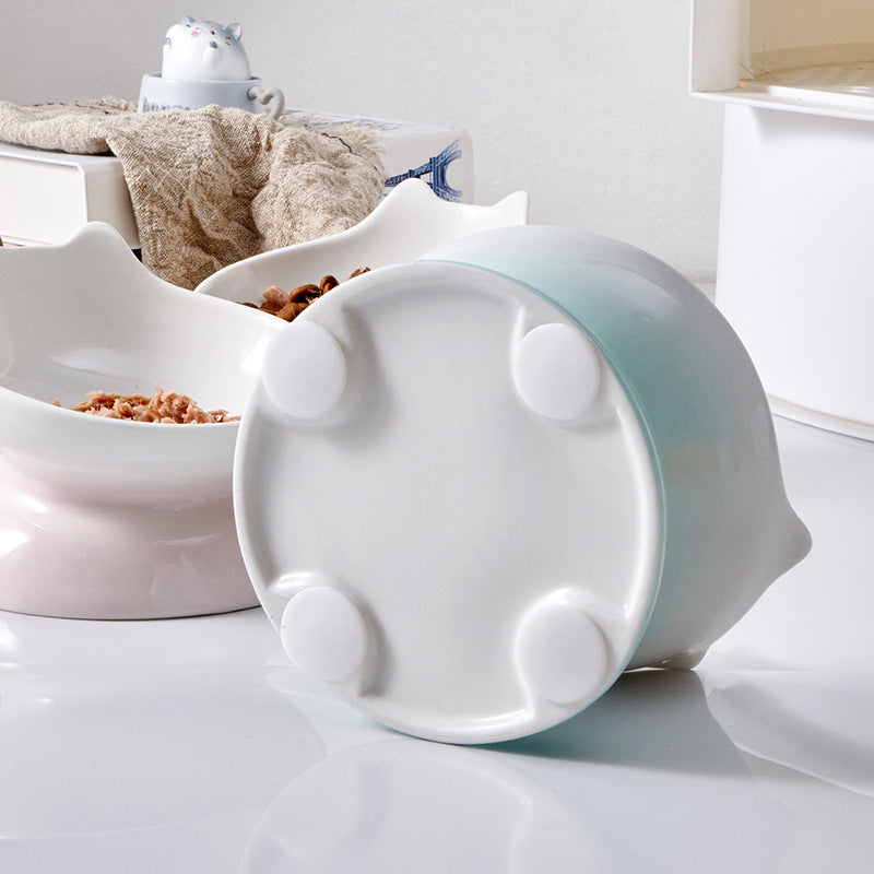 KFX-6013245 Modern Ceramic High-Foot Cat and Small Dog Bowl in Various Colors