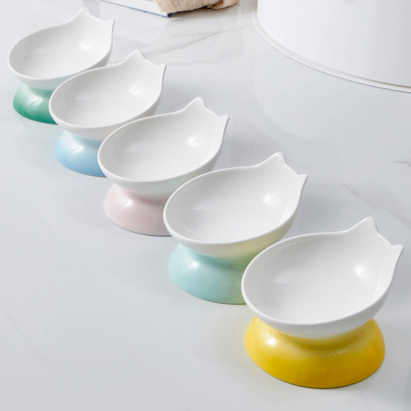 KFX-6013245 Modern Ceramic High-Foot Cat and Small Dog Bowl in Various Colors