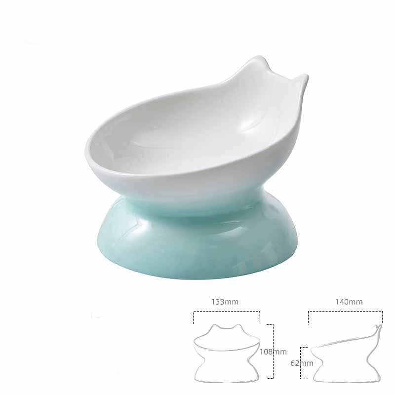 KFX-6013245 Modern Ceramic High-Foot Cat and Small Dog Bowl in Various Colors