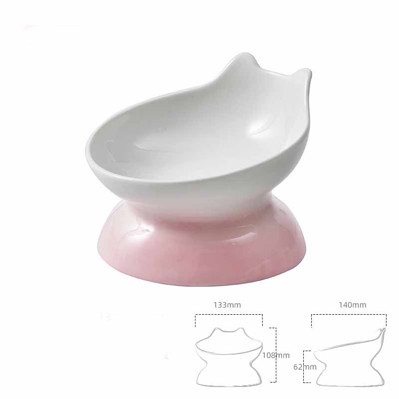 KFX-6013245 Modern Ceramic High-Foot Cat and Small Dog Bowl in Various Colors
