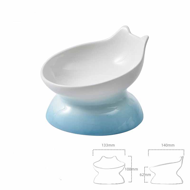 KFX-6013245 Modern Ceramic High-Foot Cat and Small Dog Bowl in Various Colors