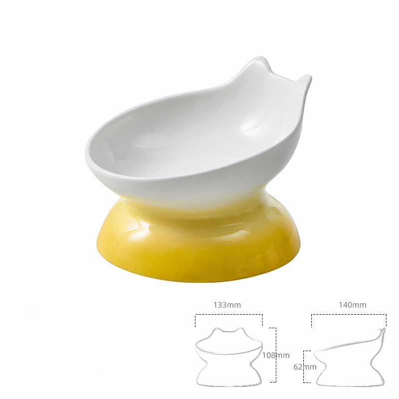 KFX-6013245 Modern Ceramic High-Foot Cat and Small Dog Bowl in Various Colors
