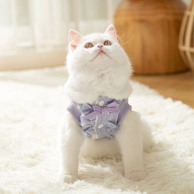 KFX-6013629 Thickened Flannel Vest for Kittens and Puppies - Available in Purple, Orange, Pink