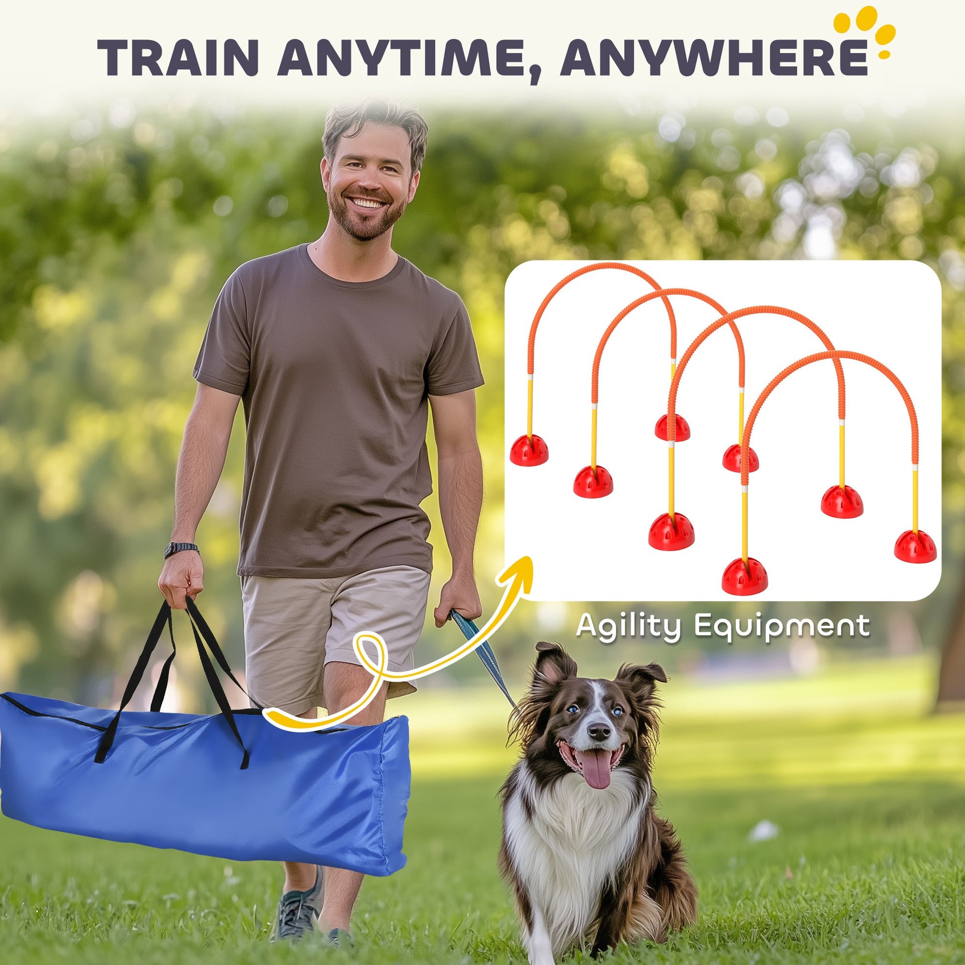 KFX-6013885 4-Piece Adjustable Dog Agility Equipment Set with Carry Bag - Portable and Easy to Assemble
