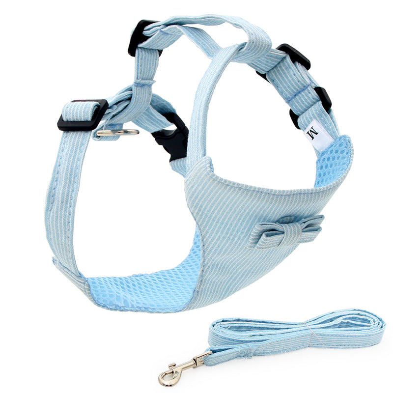 KFX-6014525 Japanese Style Cat Chest Harness with Traction Rope - Durable Polyester, Available in S, M, L Sizes