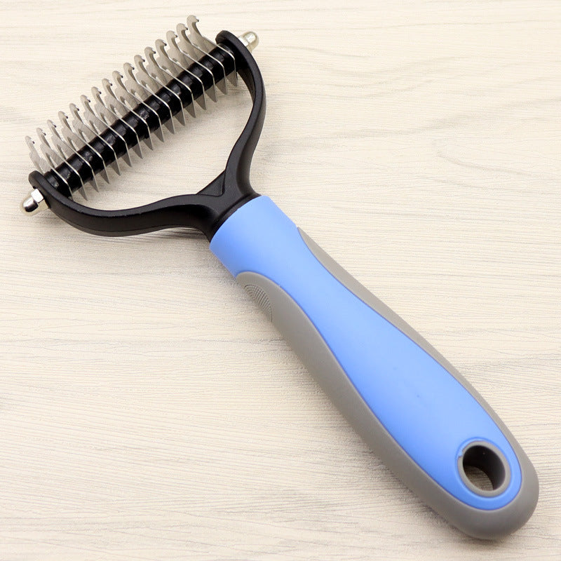 KFX-6014653 Long-Haired Dog Knotted Comb with Double-Sided Stainless Steel Blades - Small & Large Sizes Available