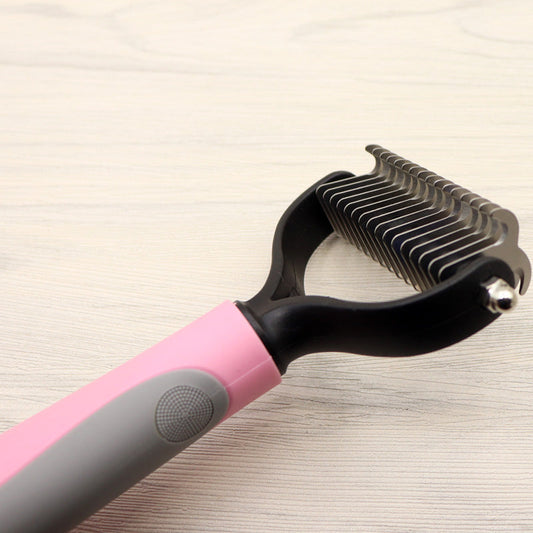 KFX-6014653 Long-Haired Dog Knotted Comb with Double-Sided Stainless Steel Blades - Small & Large Sizes Available