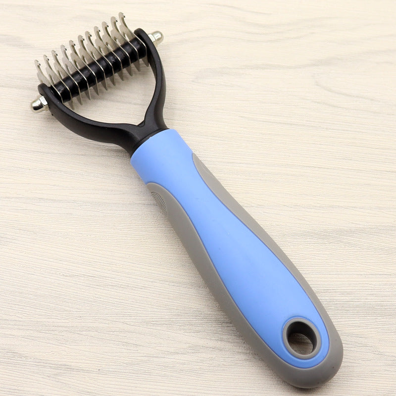 KFX-6014653 Long-Haired Dog Knotted Comb with Double-Sided Stainless Steel Blades - Small & Large Sizes Available