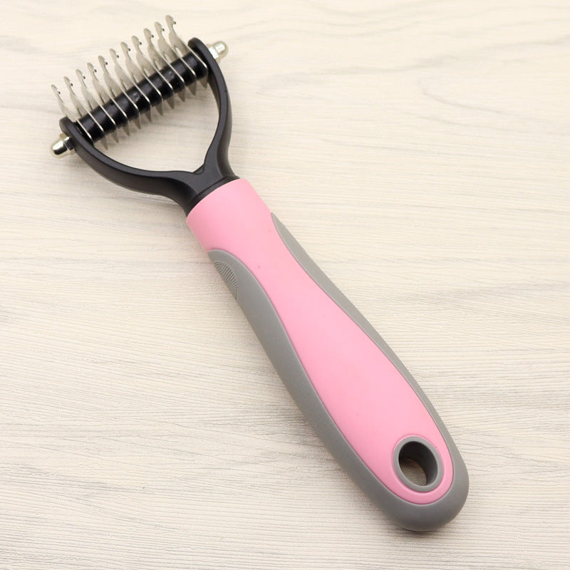 KFX-6014653 Long-Haired Dog Knotted Comb with Double-Sided Stainless Steel Blades - Small & Large Sizes Available