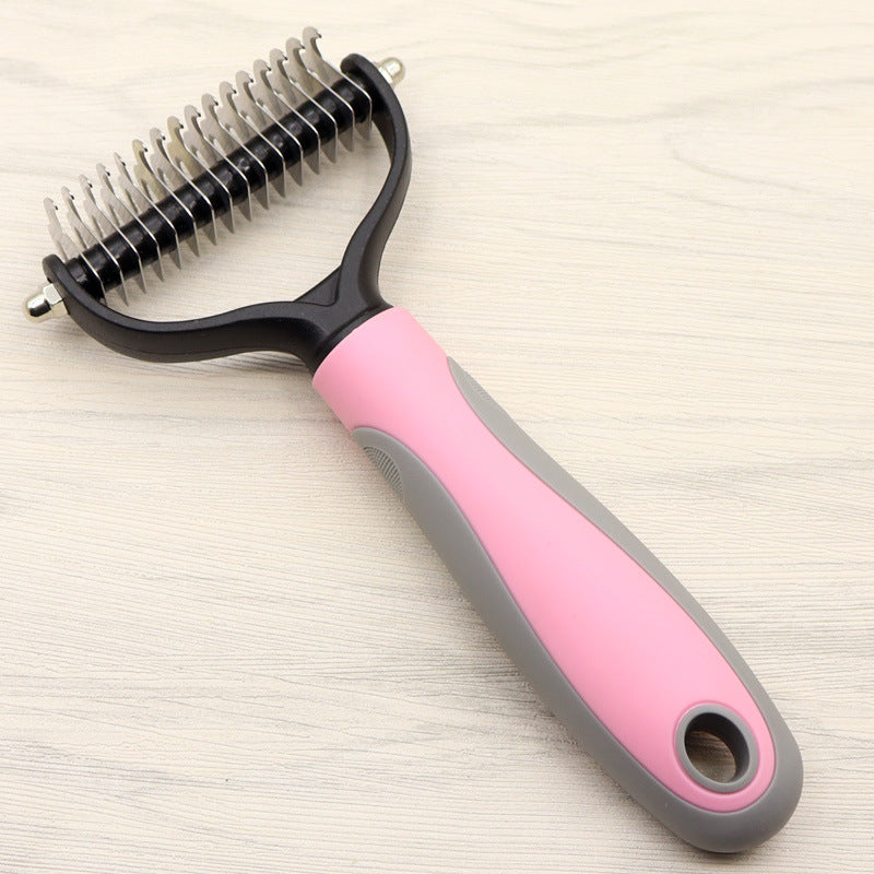KFX-6014653 Long-Haired Dog Knotted Comb with Double-Sided Stainless Steel Blades - Small & Large Sizes Available