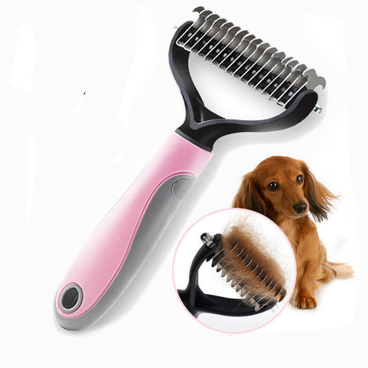 KFX-6014653 Long-Haired Dog Knotted Comb with Double-Sided Stainless Steel Blades - Small & Large Sizes Available