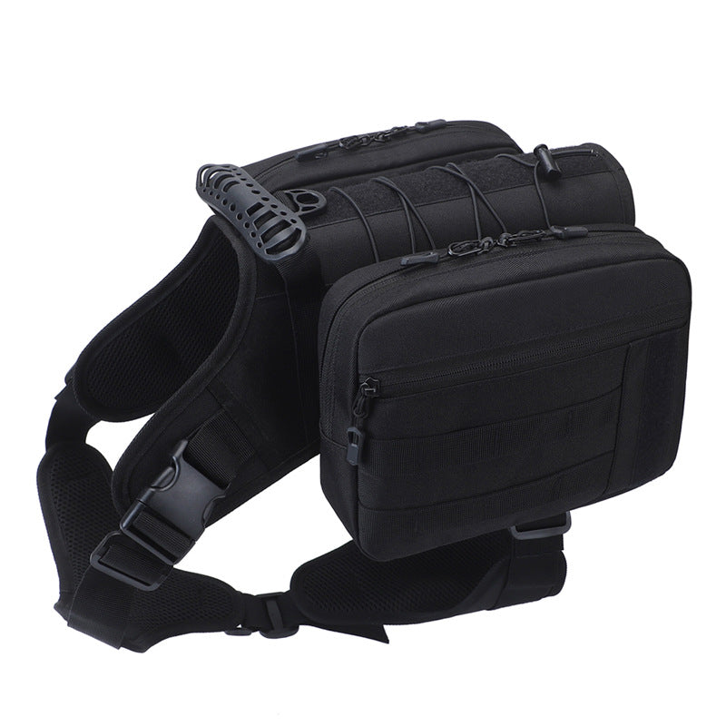 KFX-6015293 Medium to Large Dog Walking Snack Pack - Solid Color Oxford Cloth Pet Bag, Available in Black, Red, Khaki, Dark Night Camouflage