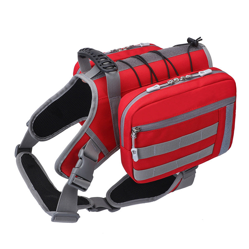 KFX-6015293 Medium to Large Dog Walking Snack Pack - Solid Color Oxford Cloth Pet Bag, Available in Black, Red, Khaki, Dark Night Camouflage
