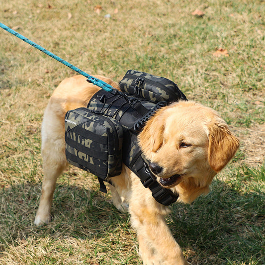 KFX-6015293 Medium to Large Dog Walking Snack Pack - Solid Color Oxford Cloth Pet Bag, Available in Black, Red, Khaki, Dark Night Camouflage